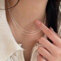 wholesale S925 Sterling Silver Minimalist Layered Collarbone Necklace for Women, Small and Exquisite, Light Luxury, Understated Style, Korean Fashion Trend-0-0