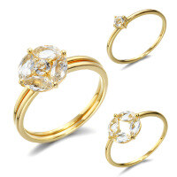 wholesale 925 Sterling Silver Gold Plated Topaz Ring Set for Women, 925 Sterling Silver Gold Plated Jewelry, Minimalist and Stylish Multi-Way Ring-White Topaz Horse Eye Ring No. 15