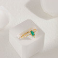 wholesale 18K gold jewelry new diamond emerald ring geometric fashion accessory lightweight luxury retro versatile-0-1