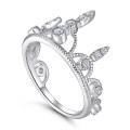wholesale 18k Gold Plated 925 Sterling Silver Zircon Crown Ring for Women, Small Batch Luxury Silver Jewelry Ring-0-4
