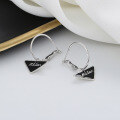 wholesale S925 Sterling Silver Black Inverted Triangle Letter Ear Clasp French Retro Unique Temperament Internet Celebrity Style Earrings for Women-0-1