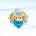 wholesale S925 Silver New European and American Retro Exaggerated Irregular Shaped Ring with Labradorite for Women, Stacking Ring Wholesale-0-3