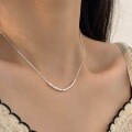 wholesale S925 Sterling Silver Bamboo Knot Necklace for Women, Korean Minimalist Design, Luxury Versatile Elegant Collarbone Chain-0-2