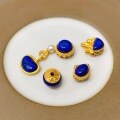 wholesale S925 silver gold-plated natural lapis lazuli accessories, acacia bean bracelet necklace braided cord string diy semi-finished jewelry accessories-0-0