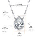 S925 Silver Gold-Plated Hypoallergenic 2-Carat Pear Full Moissanite Women's Daily Necklace-0-4