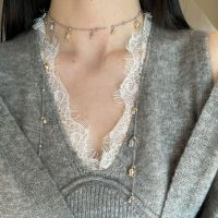wholesale S925 Sterling Silver Heartfelt Lily of the Valley Extra-Long Chain Versatile Necklace, Heavy Duty Fashion High-End Chest Chain Sweater Necklace-Necklace length: 100CM adjustable>925 silver