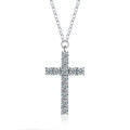 Sterling Silver Amazon Cross Pendant Necklace with Moissanite for Women-0-3