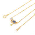 wholesale S925 Sterling Silver Gold-Plated Japanese Light Luxury New Snow Star Tanzanian Zircon Moonstone Necklace for Women Accessories Wholesale-0-2