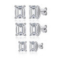 wholesale [S925 Sterling Silver] Square Stud Earrings 【Clearance with Free Shipping】 Unisex Fashion Minimalist Daily Wear Versatile Earrings for Women-0-8