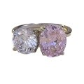 wholesale S925 Sterling Silver New Fashion Super Sparkling Large Oval Pink Diamond 8*10 High Carbon Diamond Ring for Women-0-4