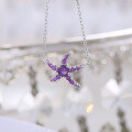 wholesale 925 Sterling Silver New Stylish and Fashionable Starfish Necklace with Natural Amethyst and Garnet Gemstone for Women-0-3