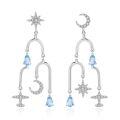 wholesale S925 Sterling Silver Spring and Summer New European Palace Chandelier Earrings with Natural Gemstones, Elegant and High-End Earrings-0-0