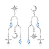 wholesale S925 Sterling Silver Spring and Summer New European Palace Chandelier Earrings with Natural Gemstones, Elegant and High-End Earrings-Natural citrine earrings