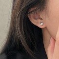 wholesale Sterling Silver Hold Eternal S999 Floral Stud Earrings for Women, Light Luxury Forest Style Small and Exquisite Earrings, Korean Fashion Trend-0-1