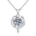 S925 Sterling Silver Moissanite 1 Carat Heart Pendant Necklace-0-3