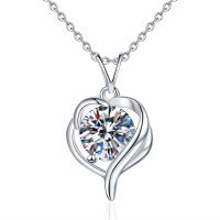 S925 Sterling Silver Moissanite 1 Carat Heart Pendant Necklace-6.5mm high-carbon stone  925 silver
