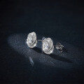 wholesale S925 silver plated with 18k gold new Cartier-style round full Moissanite stud earrings for women-0-2