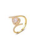 wholesale 18K Gold Plated S925 Silver Moissanite Ring for Women, Teardrop Shape, Full Halo Design, Bestseller on Independent Sites-0-5