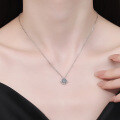 S925 Silver Vintage Light Luxury Moissanite Four-Leaf Clover Pendant Necklace-0-2