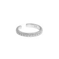 wholesale S925 Sterling Silver Korean Version INS Niche Design Minimalist Versatile Beaded Twist Wave Pattern Open Adjustable Ring for Women-0-5