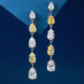 wholesale 925 Sterling Silver Ear Hooks for Women, Luxuriously Set with 6*9mm Pear-Shaped Teardrop Yellow Diamonds and High-Carbon Diamonds Earrings-0-3