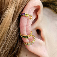 wholesale 925 Sterling Silver No Hole Ear Clips with High-End Feel, Women's Personalized Diamond-Encrusted Hoop Earrings, Minimalist Ear Cuffs for Cross-Border Wholesale-Silver-Black Diamond 925 Silver