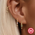 wholesale S925 Sterling Silver Geometric Tassel Earrings with Diamond and Bead Charms-0-2
