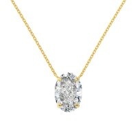 wholesale S925 Sterling Silver Oval Ice-Cut Zirconia Exquisite Solitaire Pendant Necklace for Women-Gold DY190869-SG-WH 925 silver