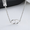 wholesale S925 Sterling Silver Plated Letter Charm CD Necklace, Small Batch Ins Trendy Hip-hop Street Style Versatile Collarbone Chain-0-3