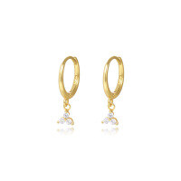 wholesale S925 Sterling Silver Light Luxury Geometric Teardrop Zircon Earrings With Short Tassels-E2823-Gold 925 Silver