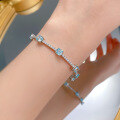 wholesale S925 Silver New Style Imported High Carbon Diamond 5*5 Aqua Ice Flower Cut Bracelet for Women, Simple and Elegant-0-3