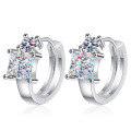 wholesale S925 Sterling Silver Princess Cut Moissanite Women's Ear Clips Colorful Silver Jewelry Earrings-0-5