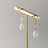 wholesale S925 Sterling Silver Lily of the Valley Earrings with Pearl, Shell, and White Magnolia Long Drop Earrings M01648-S925 silver pair 925 silver