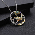 wholesale 925 Silver Chinese Style Zodiac Snake Pendant with Natural Gemstone Necklace-0-3
