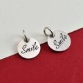wholesale 925 Sterling Silver Smile Letter English Round DIY Bracelet Necklace Keychain Accessories Handmade Jewelry Gift-0-0
