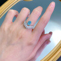 wholesale 925 silver high-carbon diamond ring with 6*8 Paraiba,-0-3