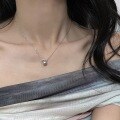 wholesale S925 Sterling Silver Balance Beam Full Diamond Pearl Pendant Necklace, Light Luxury Niche Design, Elegant and Versatile Shell Pearl Collarbone Chain-0-3