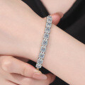 S925 Sterling Silver Cross-Border Moissanite Bracelet, Hollow High-Quality Bangle Wholesale-0-2