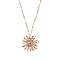 925 Sterling Silver Firework Lucky Sunflower Necklace-S925 Sterling Silver Rose Gold + Zircon  925 Silver