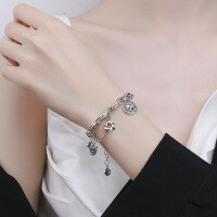 wholesale S925 Sterling Silver Korean Style Retro Small Fresh Trendy Sweet and Cool Creative Cross Hexagram Bracelet-YS138/approx. 12.2g 925 silver