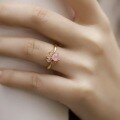 wholesale Creative Sweet and Cute Natural Rose Quartz Ring S925 Plated with 10K Gold Elegant Cat Paw Ring Manufacturer Wholesale Customization-0-3