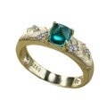 wholesale Sterling Silver Gold-Plated 5*5mm Simulated Emerald Sugar Loaf Zircon Women's Brushed Ring, Xiaohongshu Style-0-4