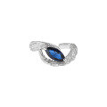 wholesale S925 Sterling Silver 720 Eagle House Girl Original Design Blue Zircon Eagle Eye Textured Wing Open Ring for Women-0-4