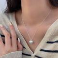 wholesale S925 Sterling Silver Matte Frosted Brushed Heart Pendant Necklace for Women, Korean Spring and Summer New Arrival, Versatile Layering Light Luxury Bead Choker-0-0