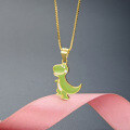 wholesale 925 Sterling Silver Cross-border Cartoon Dinosaur Necklace for Women, Animal Anime Collarbone Chain, DIY Jewelry, Drip Oil Pendant Drop-0-0