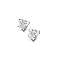 wholesale S925 silver ear clips for women, daily small fresh Korean-style diamond-inlaid flower non-piercing earrings, jewelry E5899-0-4