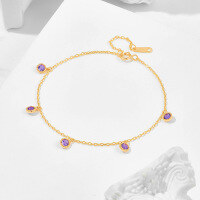 wholesale S925 Silver Natural Gemstone Bracelet, Source Manufacturer Wholesale, Japanese Retro Luxury Style Green Peridot Bracelet-Medium Amethyst Bracelet 925 Silver