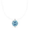 S925 Silver 2-Carat Blue Diamond Mermaid's Tear Sapphire Pendant Necklace-0-3