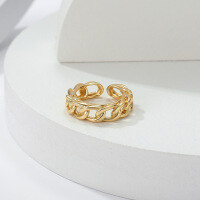 wholesale Sterling Silver European and American Retro Stripe Ring New Ins Adjustable Open Index Finger Ring-xb450 striped ring (copper plated with gold)  adjustable opening