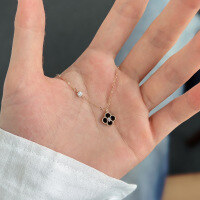 wholesale S925 Sterling Silver Japanese and Korean Women's Minimalist Necklace, Small Fresh and Stylish Four-Leaf Clover Personalized Collarbone Chain-DM190004-SX-WH 925 silver